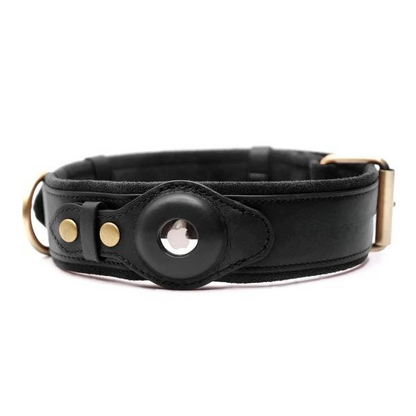 Genuine Leather AirTag Dog Collar