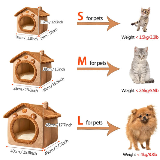 Foldable Pet House for Extra Small Dogs and Small and Medium Cats