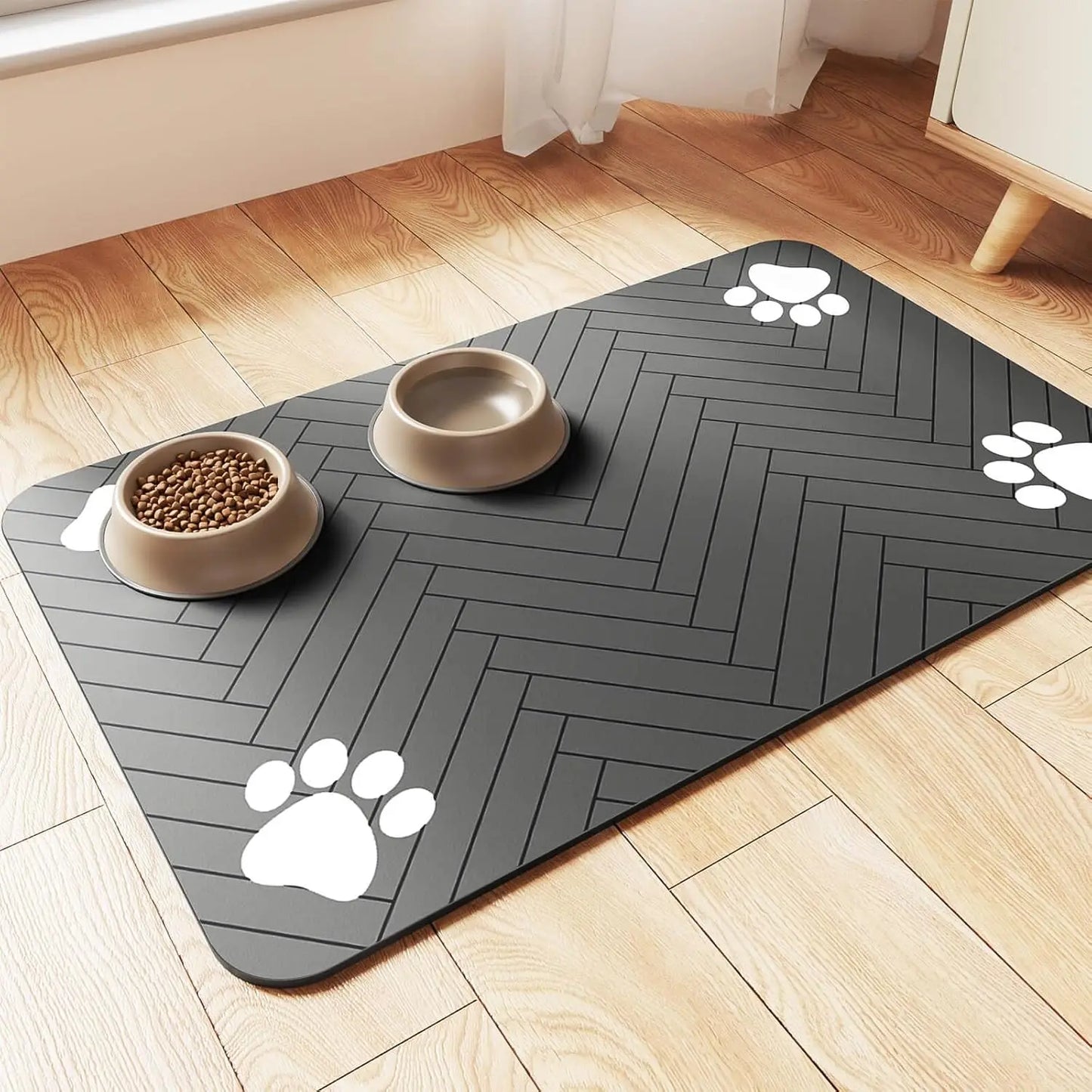 Pet Feeding Mat-Absorbent Pet Placemat for Food and Water Bowl, with Waterproof Rubber Backing, Quick Dry Water Mat for Dog Cat